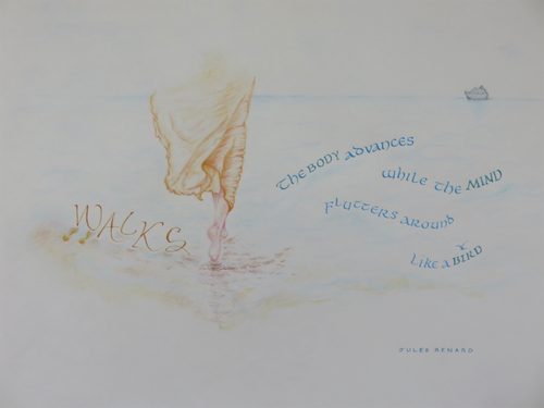 Sheila N, walks, calligraphy.